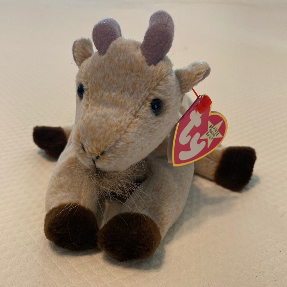 Ty Beanie Baby Brown Tan Goatee Goat Stuffed Animal Collectible Toy with Tag